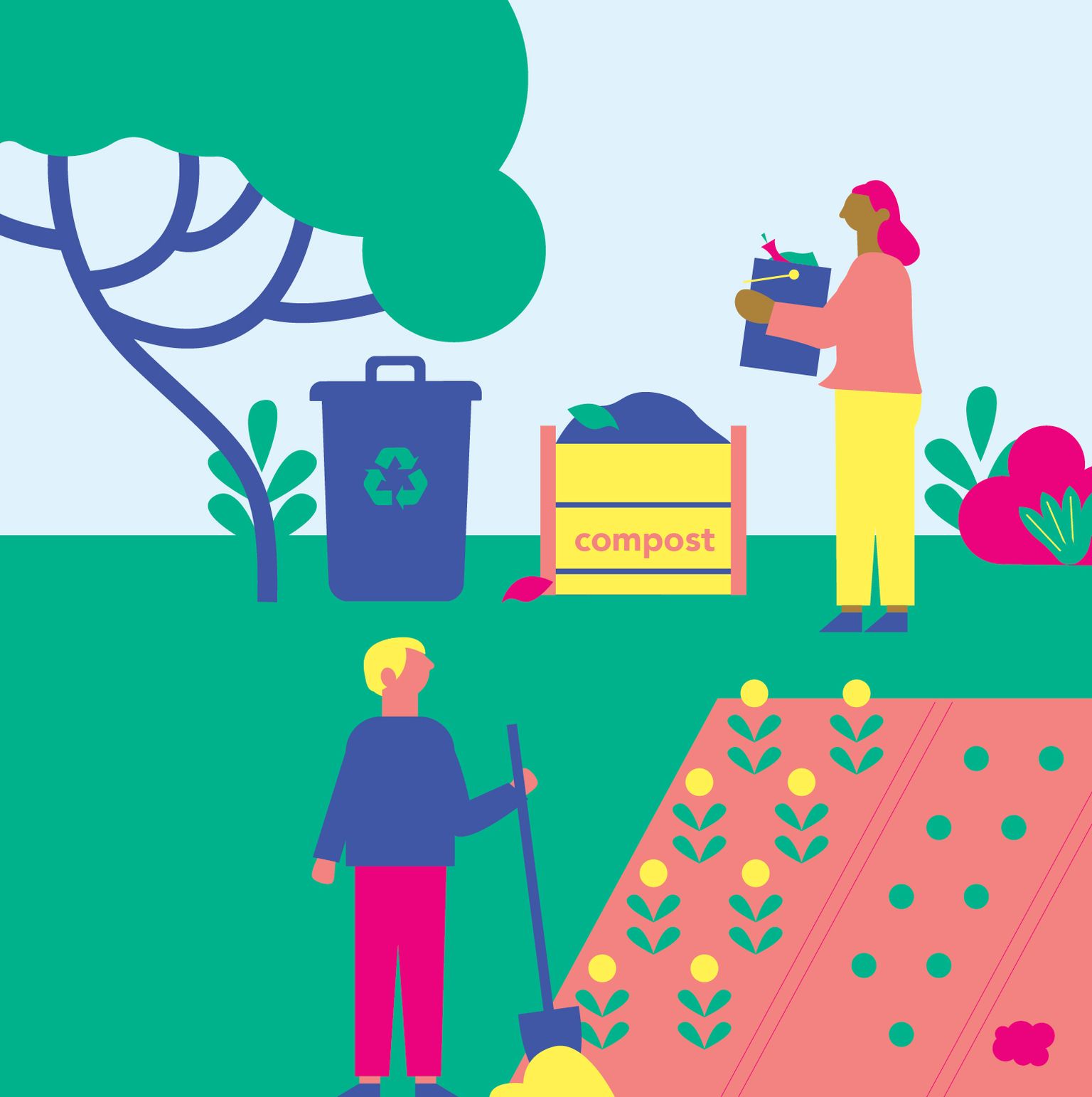 Illustration garden sustainable building management guide